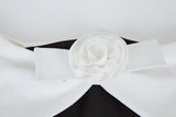 sandra off-shoulder 3d flower mini dress in black