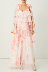 beverly V-neck spaghetti strap chiffon maxi dress - pink