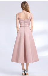 amelia square neck Satin Slip midi Dress - pink
