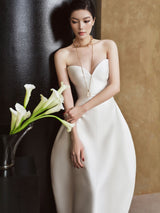 hilary v-neck strapless maxi dress - white