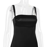 BLACK SATIN MINI DRESS