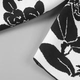 knit floral jacquard midi pencil cardigan skirt set