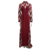 trista Mesh embroidery patchwork maxi dress - red