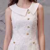 asymmetry applique sleeveless mini dress - white