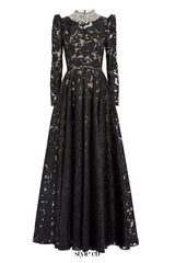 black mesh diamond embroidered maxi dress