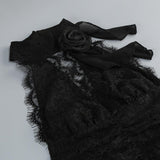 hulda cotton lace hollow maxi dress in black