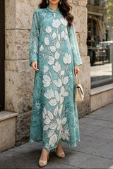 vivien Beaded floral embroidery maxi dress - blue