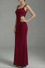 cornelia Beaded cutout Crepe Maxi Dress - burgundy