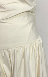 jenny ruched a-line sleeveless midi dress in apricot