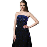 beaded diamond blue diamond bandeau dress