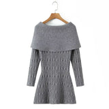 gwendolyn Off Shoulder Knit Mini Dress - Grey