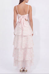 eileen floral print layer strappy maxi dress - pink