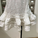 gemma sequin Sleeveless Bowknot Mini Dress in white