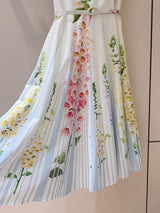 multicolor floral print sleeveless vacation midi dress