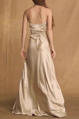 kay Champagne crepe bias-cut satin halter maxi dress