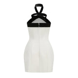 Fortunata Halter Neck Velvet Bow Mini Dress