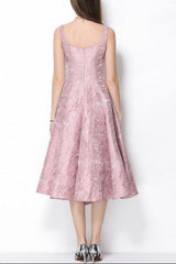 beverly Vintage jacquard slip midi dress in pink