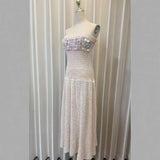 kimberley beige off-shoulder Sleeveless sequin jersey Maxi Dress
