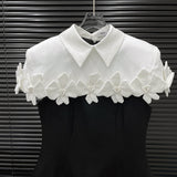 alma Collar Flower Mini Dress In Black