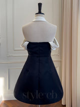 A-LINE HALTER NECK TAFFETA MINI DRESS