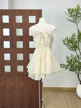 evelyn One-shoulder layered ruffle mini dress - apricot
