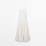 white off-shoulder drape long slip dress