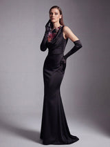 anila Black featuring floral embroidery jersey maxi dress