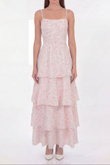 eileen floral print layer strappy maxi dress - pink