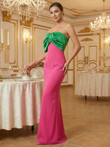 josephine fishtail strapless maxi dress - Green & Fuchsia
