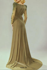 nail bead set with diamonds small trailing long dress olive green