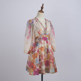 xanthe V-Neck Floral Billow Sleeve Mini Dress
