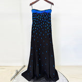 beaded diamond blue diamond bandeau dress