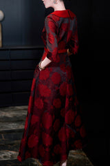 virginia Jacquard A-line midi dress - red