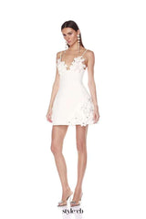 lyuba 3d flower embellished A-line mini dress - white