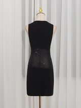 shirley Sleeveless sequin twist bodycon mini dress in black