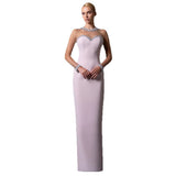 pink mesh splicing bead long dress with diamonds