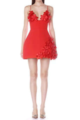 lyuba 3d flower embellished A-line mini dress - red
