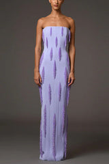 purple embellished off-shoulder maxi dress