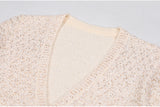 sequin knit v-neck cardigan in beige