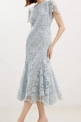 vivien embroidery lace midi dress - pale blue