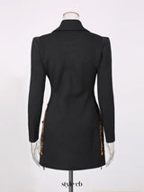 nicola Tassel Rhinestone blazer mini Dress - black