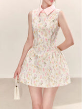 laurel floral print A-line sleeveless mini dress