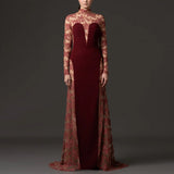 trista Mesh embroidery patchwork maxi dress - red