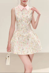 laurel floral print A-line sleeveless mini dress