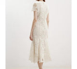 vivien embroidery lace midi dress - apricot