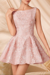 linda Jacquard sleeveless a-line mini dress - pink