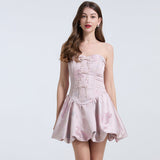lisa jacquard fishbone bodice A-line mini dress in pink