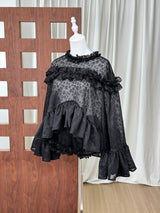 vanessa black Floral Lace Ruffled Top & Shorts Set