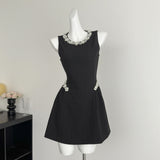 alani pearl embellished sleeveless mini dress - black