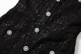 Round Neck Short Sleeves sequin Maxi Dress in black
